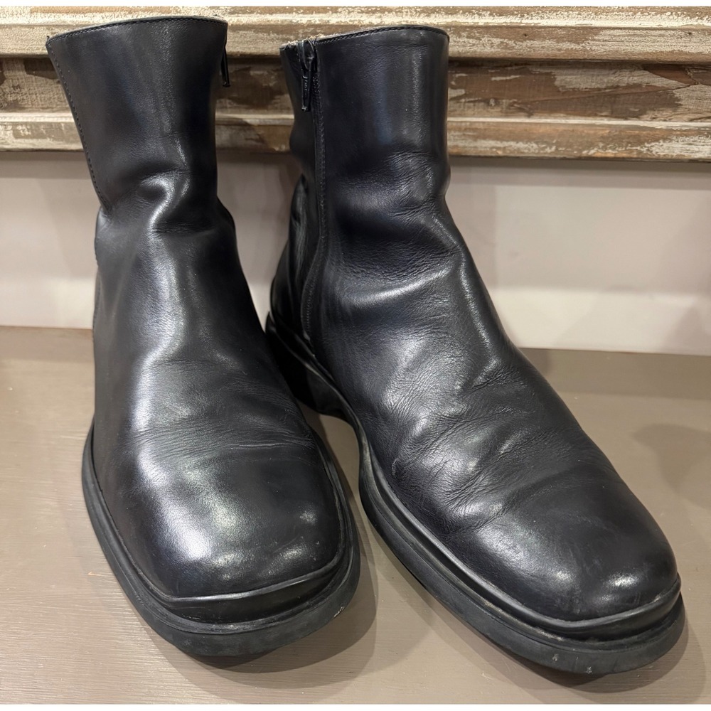 Coach Grant Black Leather Side Zip Boots Mens 10.5 D Made in Italy P862